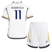 Camiseta Real Madrid Rodrygo Goes #11 Primera Equipación para niños 2023-24 manga corta (+ pantalones cortos)